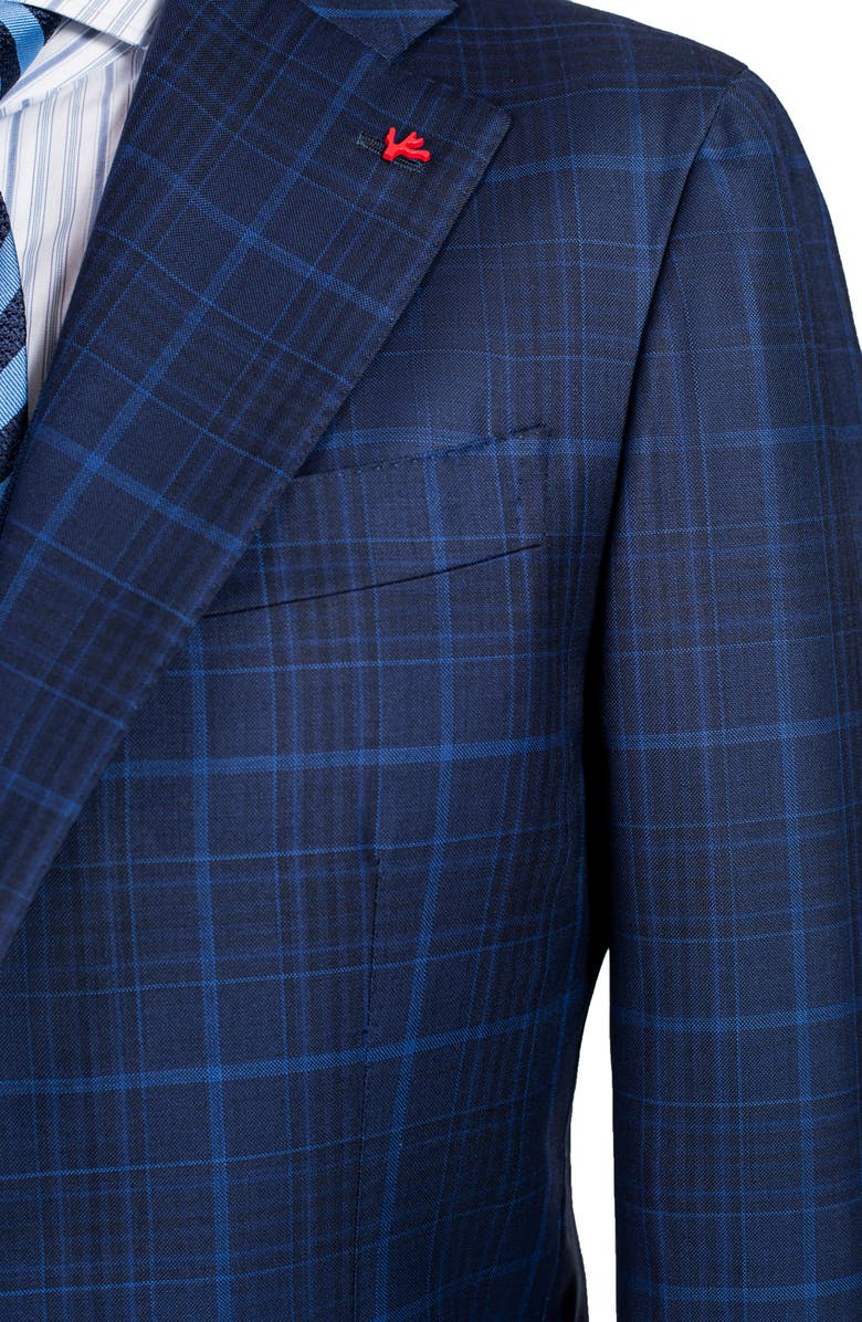 ISAIA Slim Fit Windowpane Check Wool Blazer, Alternate, color,