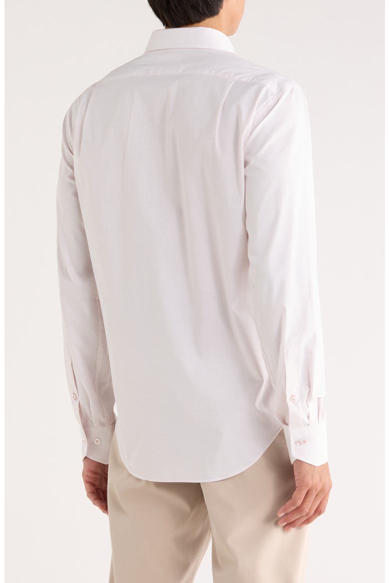 Pindot Trim Fit Dress Shirt, Alternate, color, WHITE