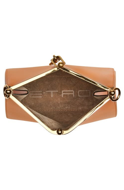 Etro Large Vela Leather Shoulder Bag In Arancione