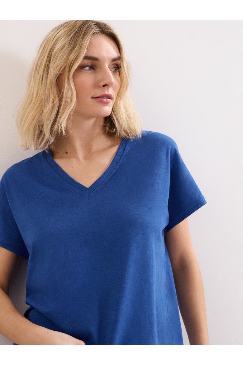 Saphiya Slub Cotton V-Neck T-shirt, Alternate, color, Cobalt