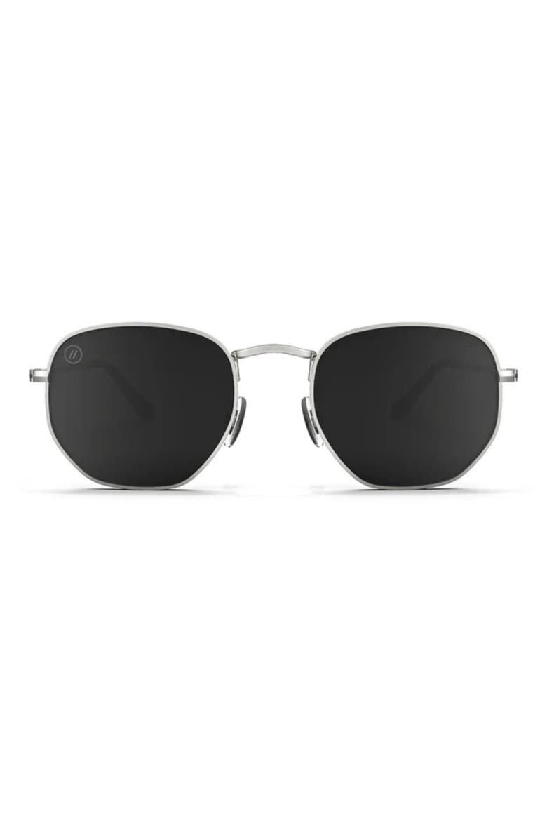 Hexagram 50mm Polarized Aviator Sunglasses, Main, color, STERLING J