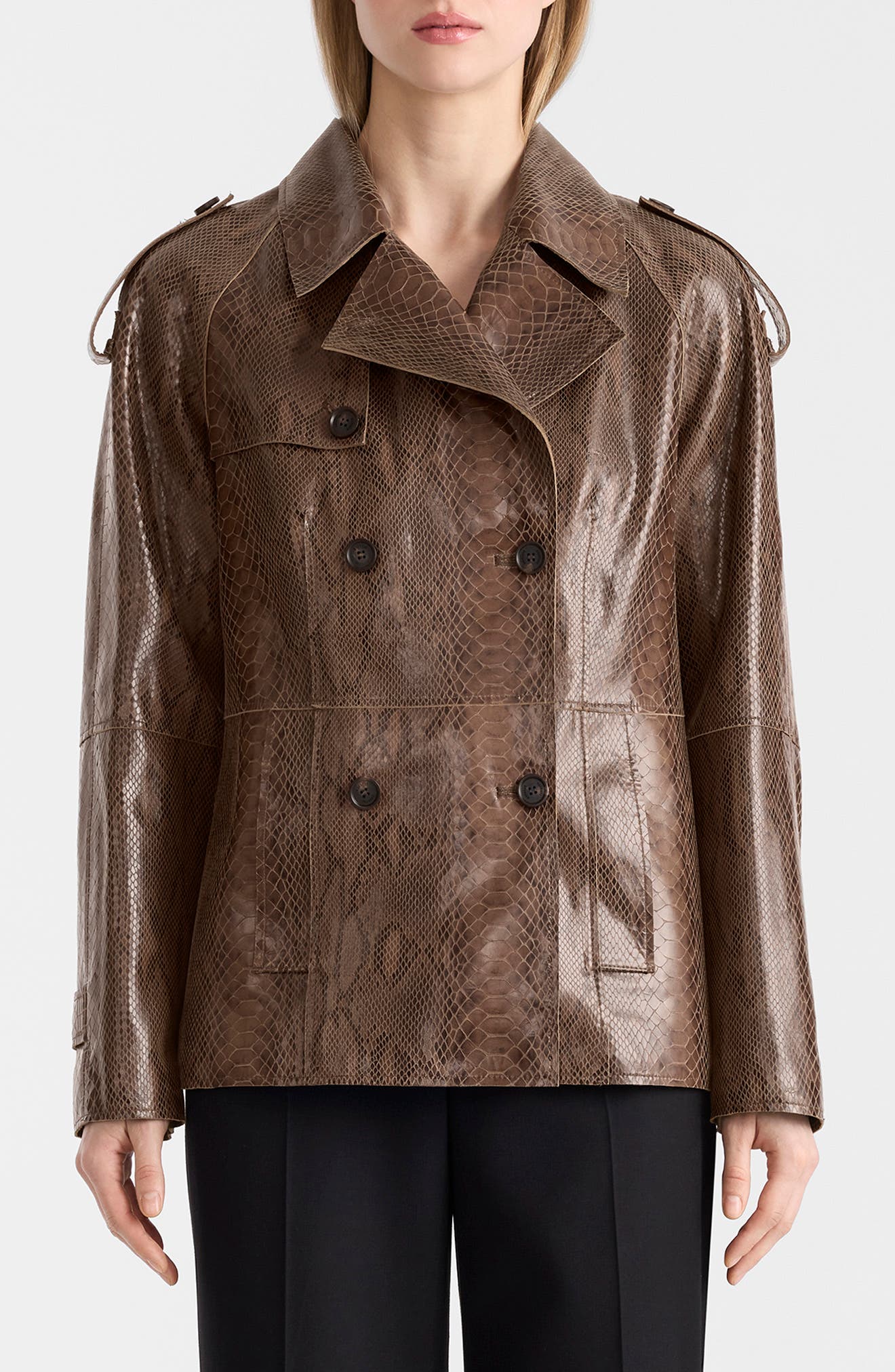 Dolores Double Breasted Leather Coat