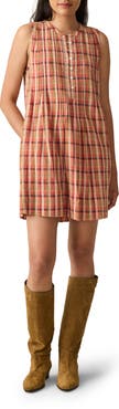 Faherty Isha Plaid Sleeveless Organic Cotton Minidress