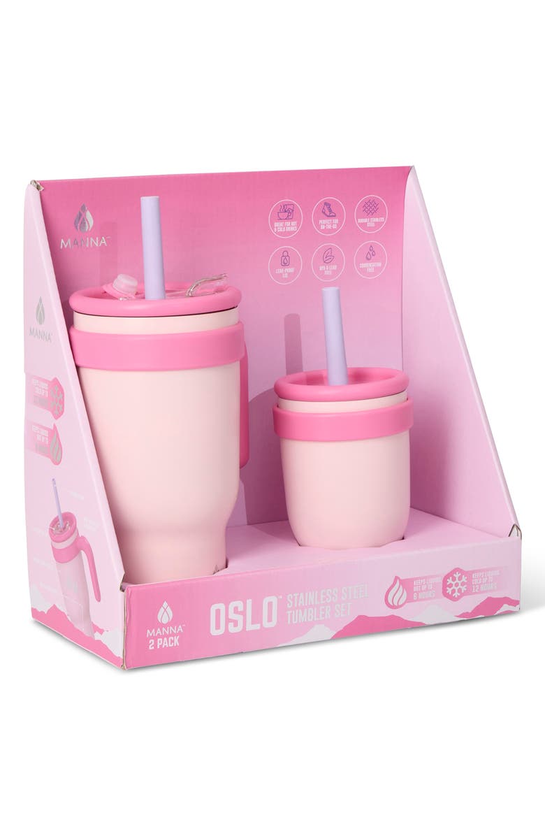 MANNA 2-Pack Stainless Steel Tumblers, Alternate, color, Pink Multi