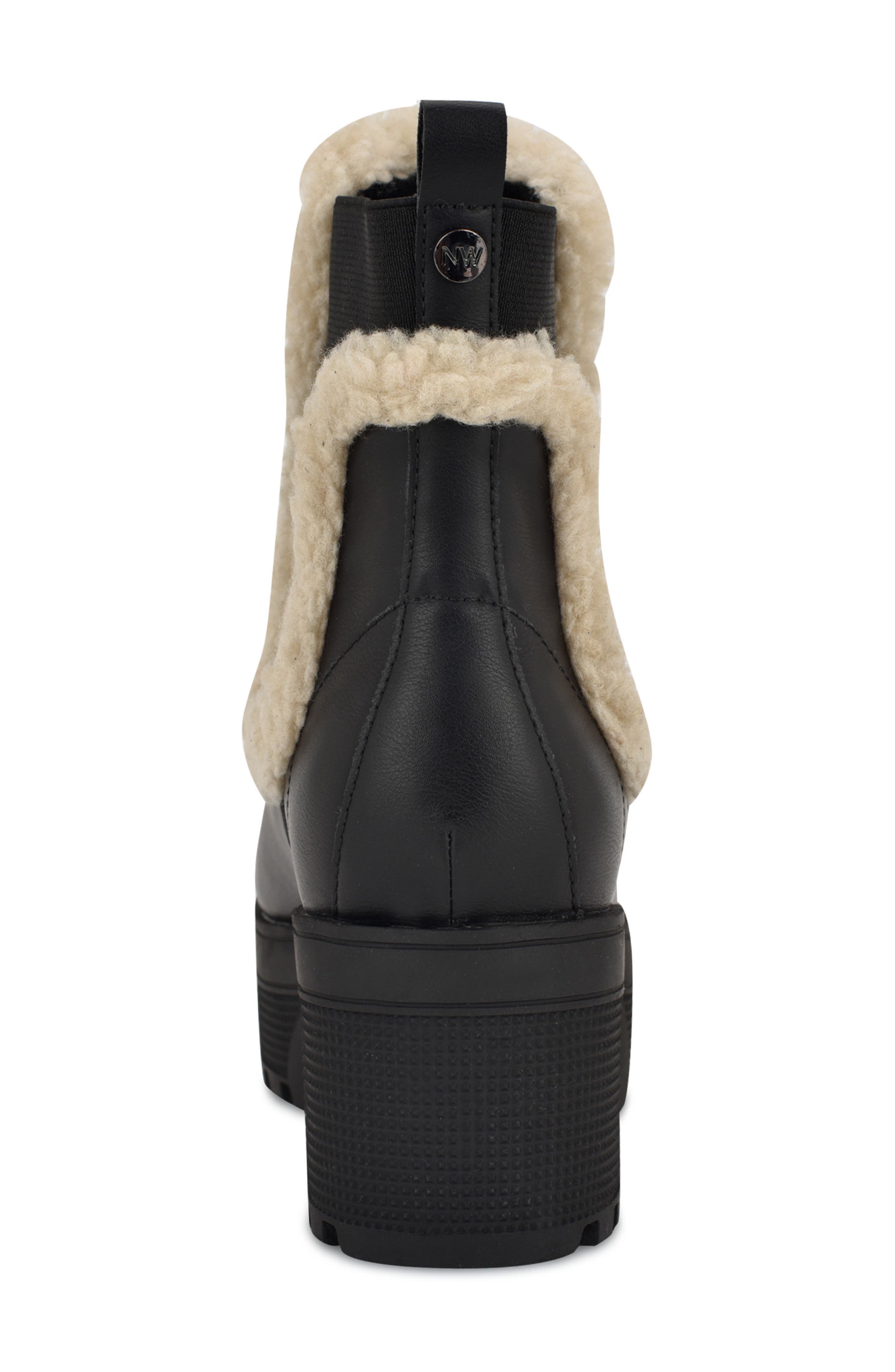 Nine West Haray Faux Shearling Lug Sole Chelsea Boot, Alternate, color, 