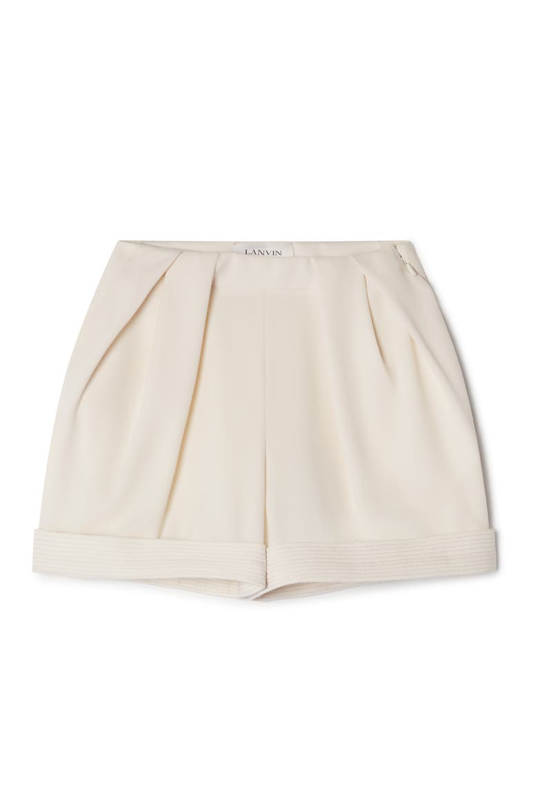 Crepe Pleated Shorts, Alternate, color, Beige
