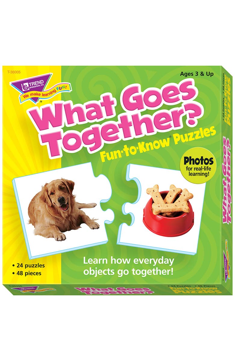 TREND enterprises, Inc. "What Goes Together?" Funtoknow Puzzle, Multicolor, 3 X 6 In, Main, color,