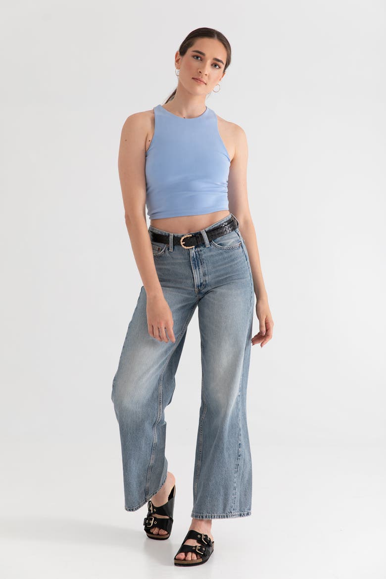 The Cupro Sculpt Racerback Crop Tank, Alternate, color, SKY