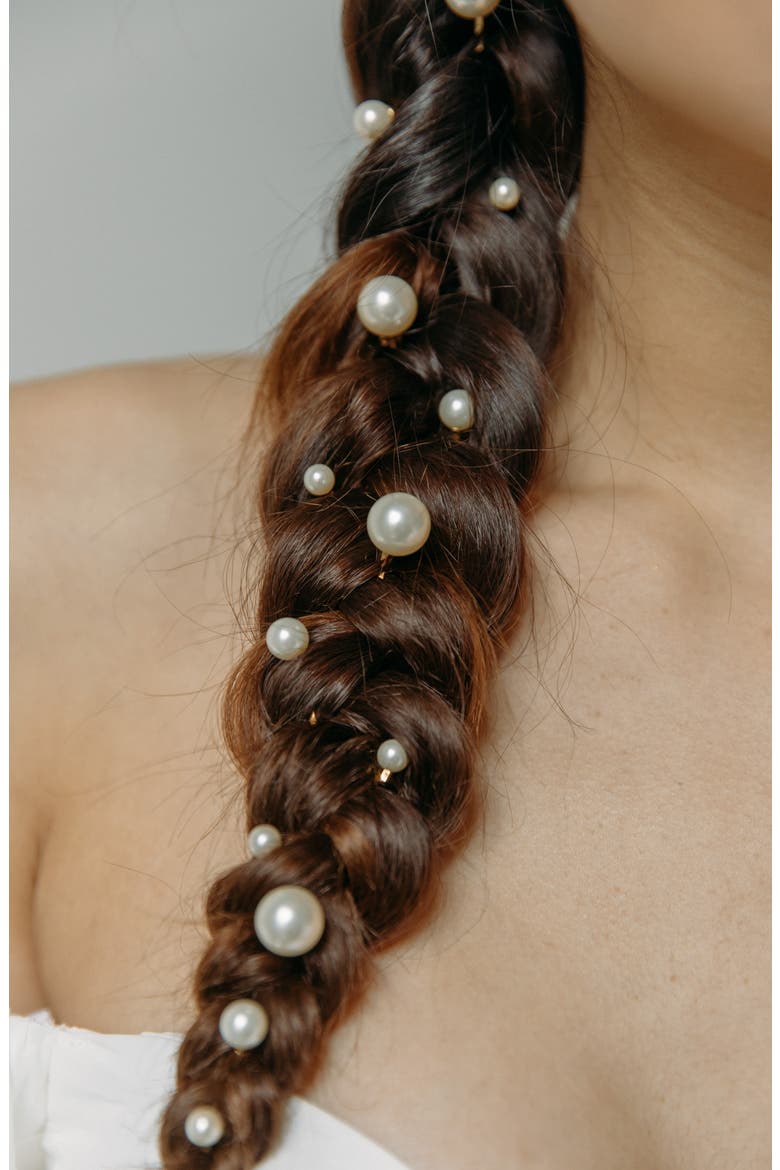 Perla Set of 7 Faux Pearl Bobby Pins, Alternate, color, PEARL