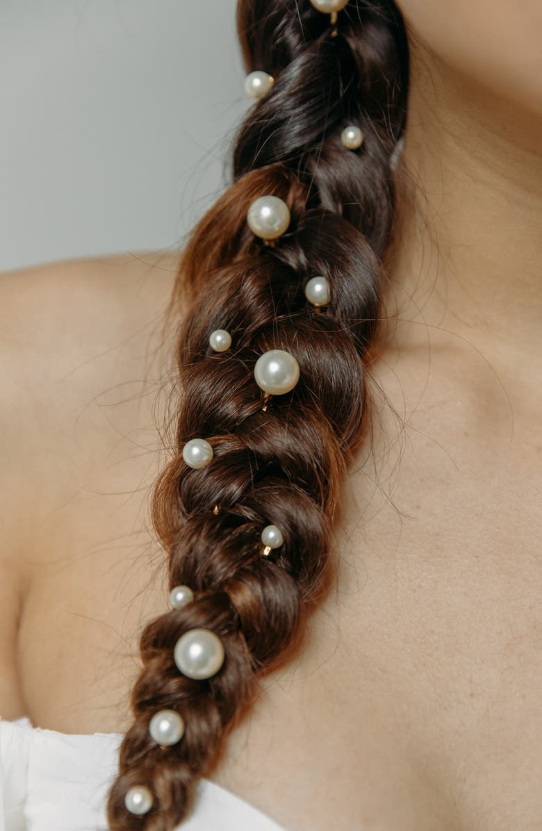 Jennifer Behr Perla Set of 7 Faux Pearl Bobby Pins, Alternate, color, Pearl