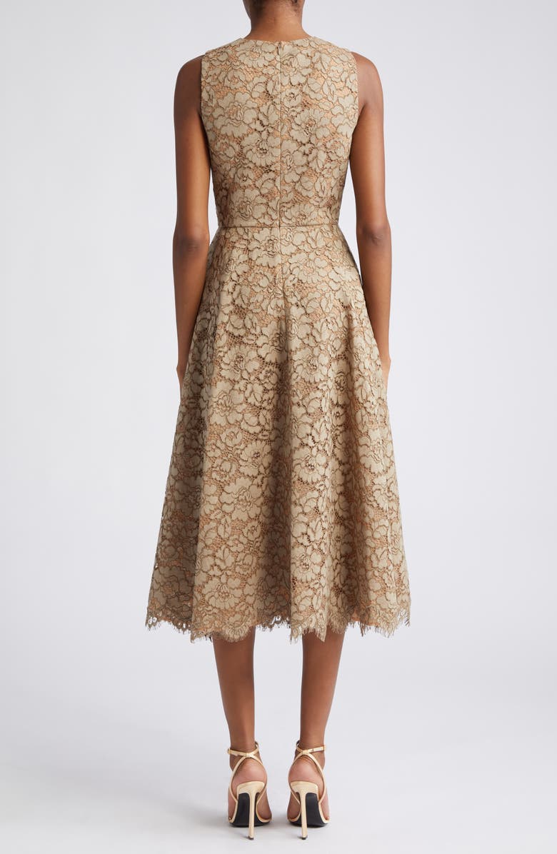 Michael Kors Collection Floral Lace Sleeveless Fit & Flare Midi Dress, Alternate, color, 