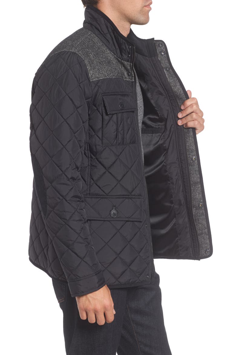 Diamond Quilted Full Zip Jacket, Alternate, color, BLACK