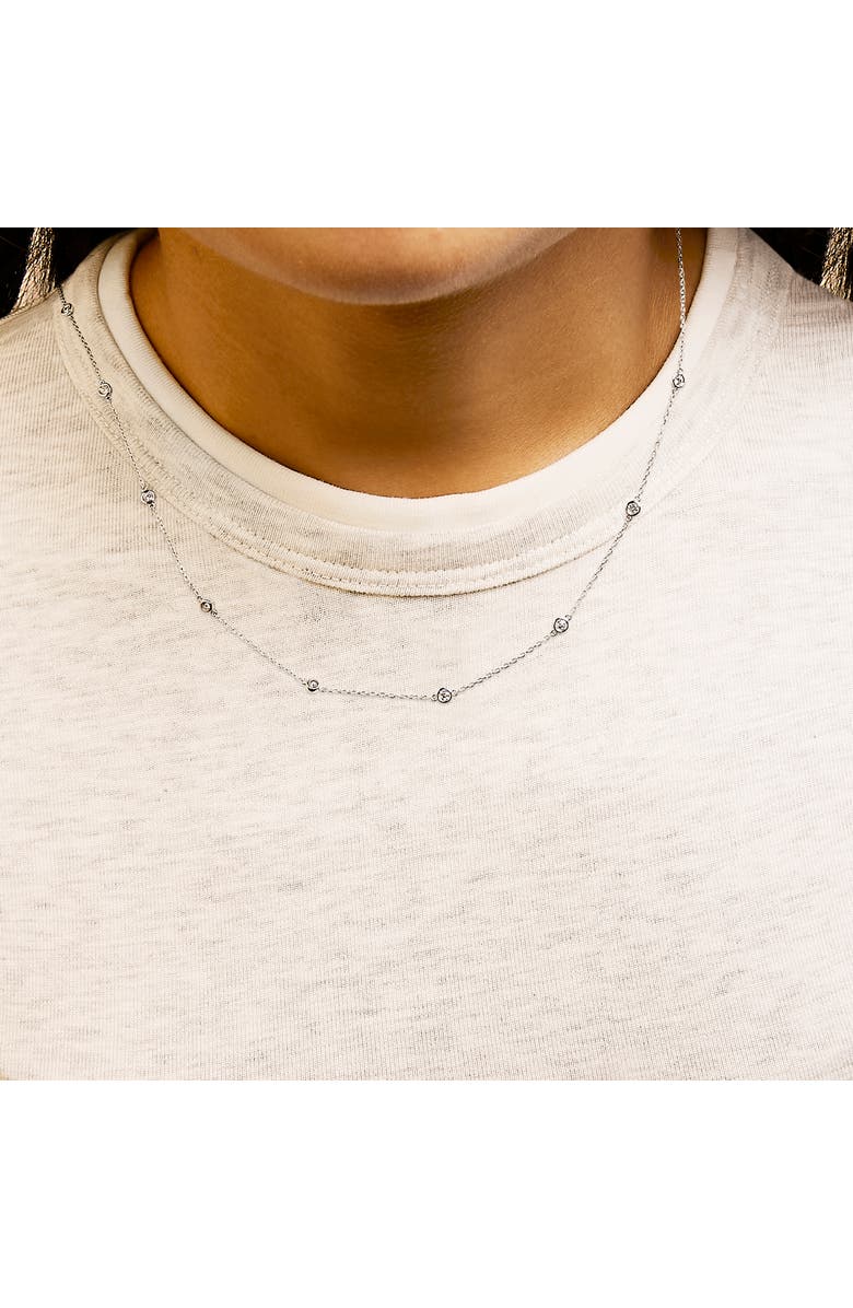 Haus of Brilliance 14K White Gold 1/2 Cttw Bezel Set Diamond Station Necklace, Alternate, color, White Gold