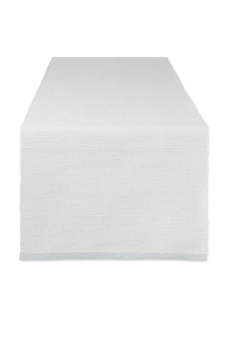 Recycled Cotton/Poly Chambray Fine Ribbed 13x72" Table Runner, Main, color, Light Gray