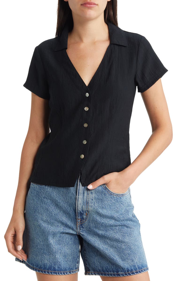 Madewell Notched V-Neck Button-Up Top, Main, color, 