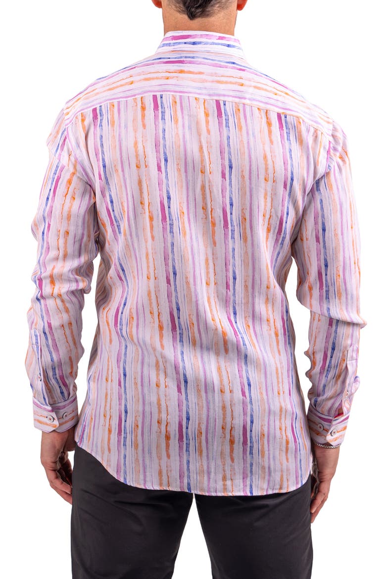 Fibonacci Resistance Contemporary Fit Button-Up Shirt, Alternate, color, WHITE MULTI STRIPE