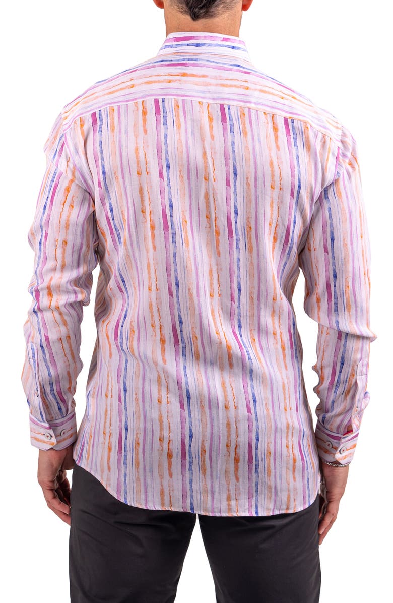 Maceoo Fibonacci Resistance Contemporary Fit Button-Up Shirt, Alternate, color, White Multi Stripe