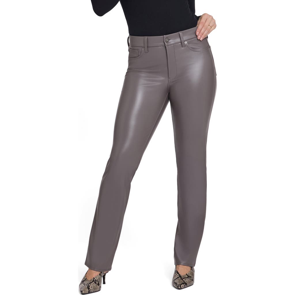 Nydj Marilyn Faux Leather Straight Leg Pants In Gray