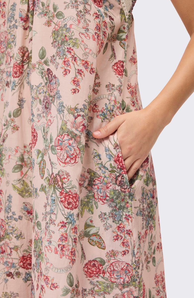 Papinelle Layla Lace Trim Maxi Nightgown, Alternate, color, Pink