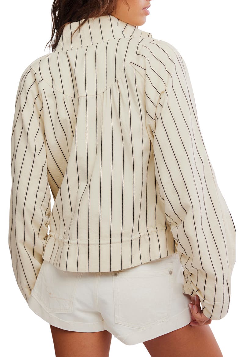 Devon Stripe Ruffle Hem Jacket, Alternate, color, IVORY COMBO
