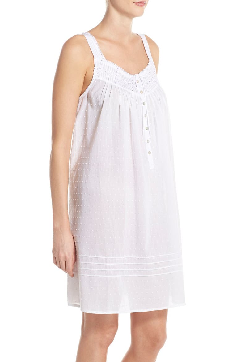 Swiss Dot Cotton Nightgown, Alternate, color, SOLID WHITE