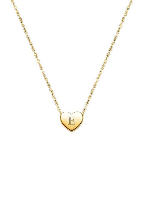14K Gold Mini Sliding Heart & Engraved Initial 12-14" Necklace