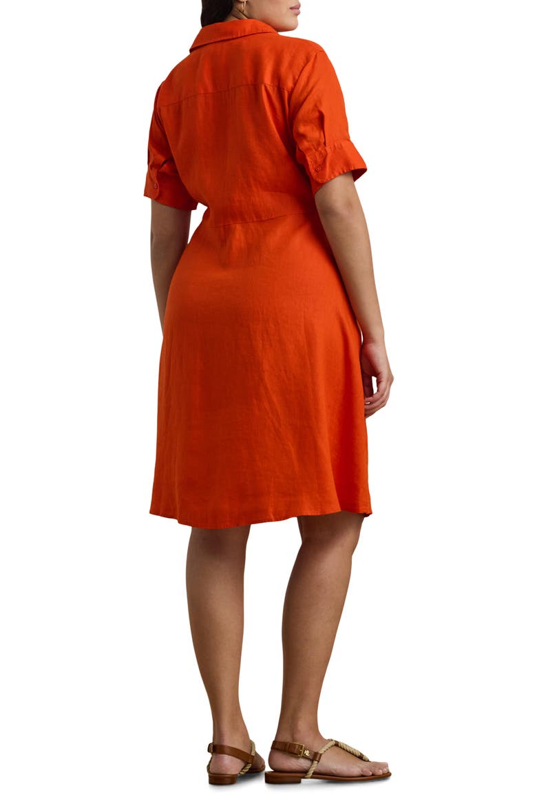 Front Tie Linen Shirtdress, Alternate, color, ORANGE LILY