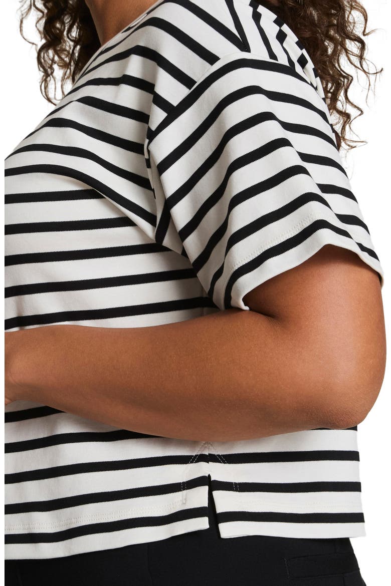 Cool Cotton Stripe Crewneck T-Shirt, Alternate, color, WHITE/ BLACK YACHTSTRIP
