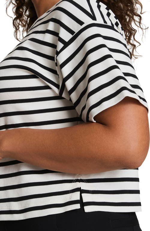 Spanx ® Cool Cotton Stripe Crewneck T-shirt In Black
