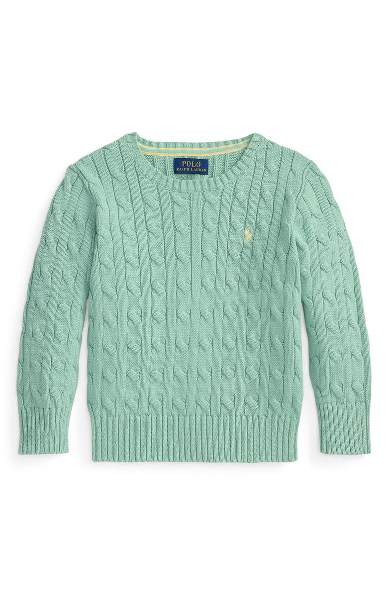 Polo Ralph Lauren Kids' Cable Stitch Sweater, Main, color, Celadon