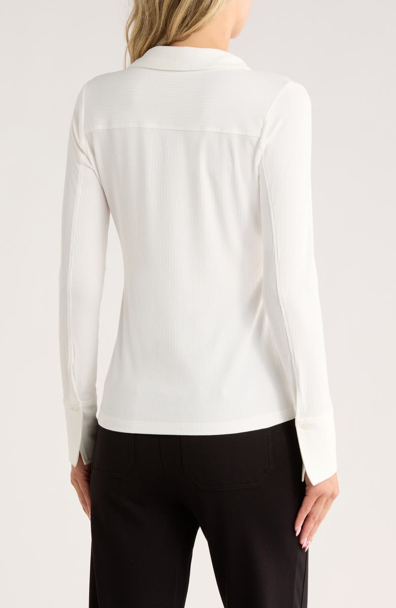 Long Sleeve Split Neck Ribbed Top