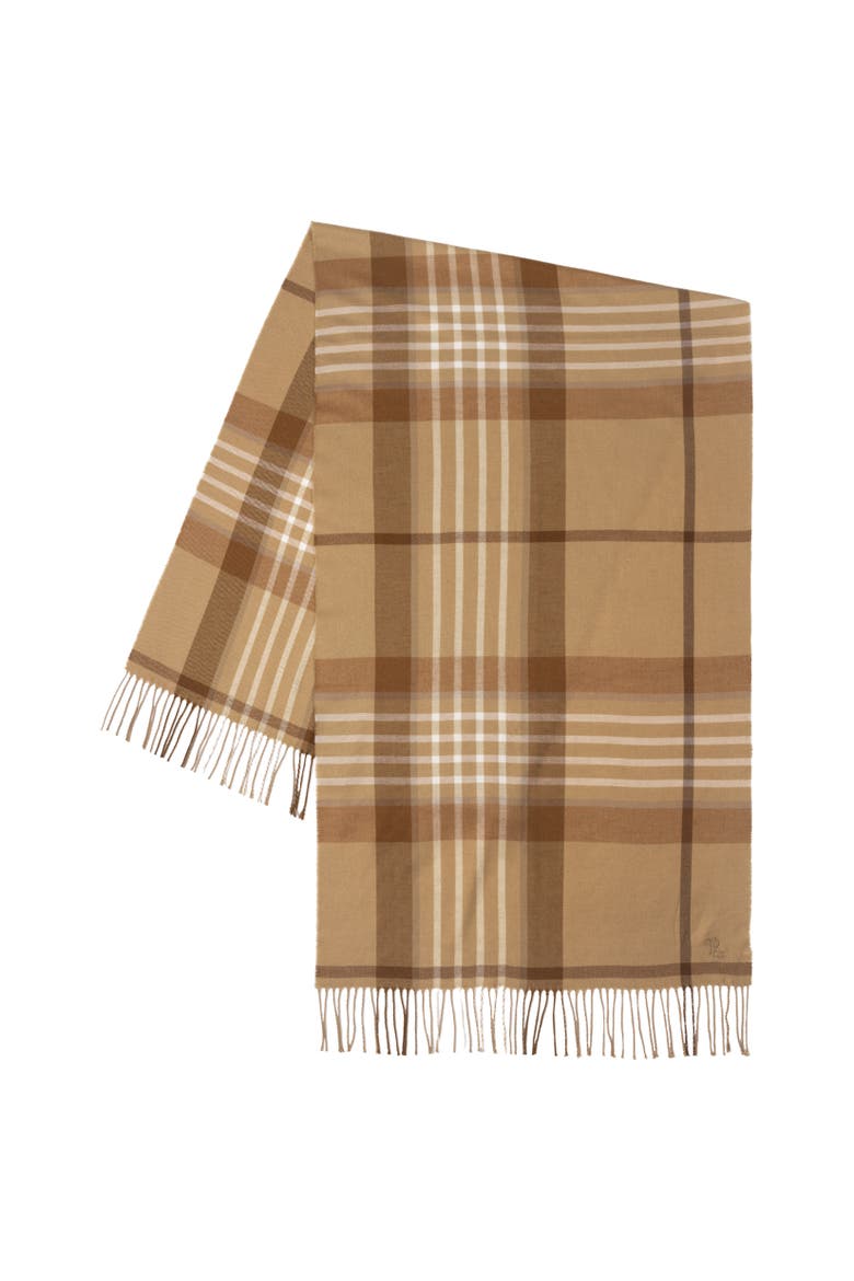exploded plaid scarf, Alternate, color, camel multi