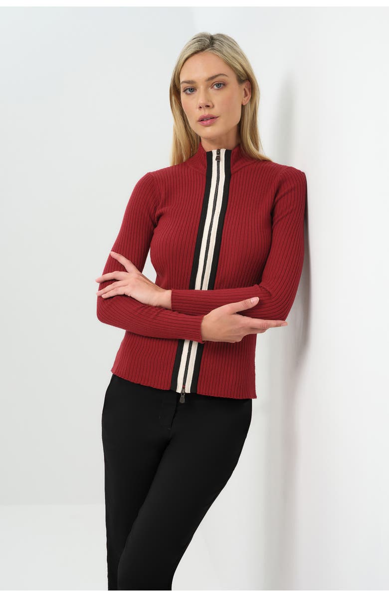 Anatomie Charlize Sweater Top in Crimson, Alternate, color, Crimson W Black&White Stripe
