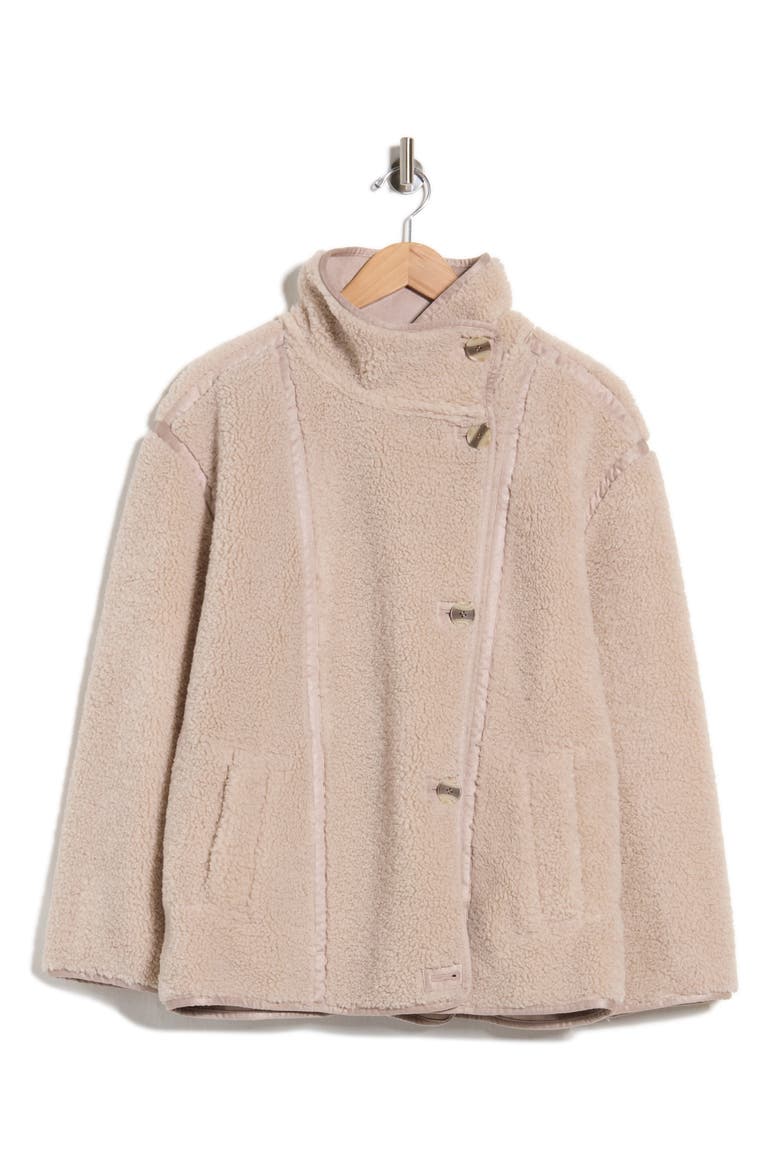 Faux Shearling Short Jacket, Alternate, color, TAUPE