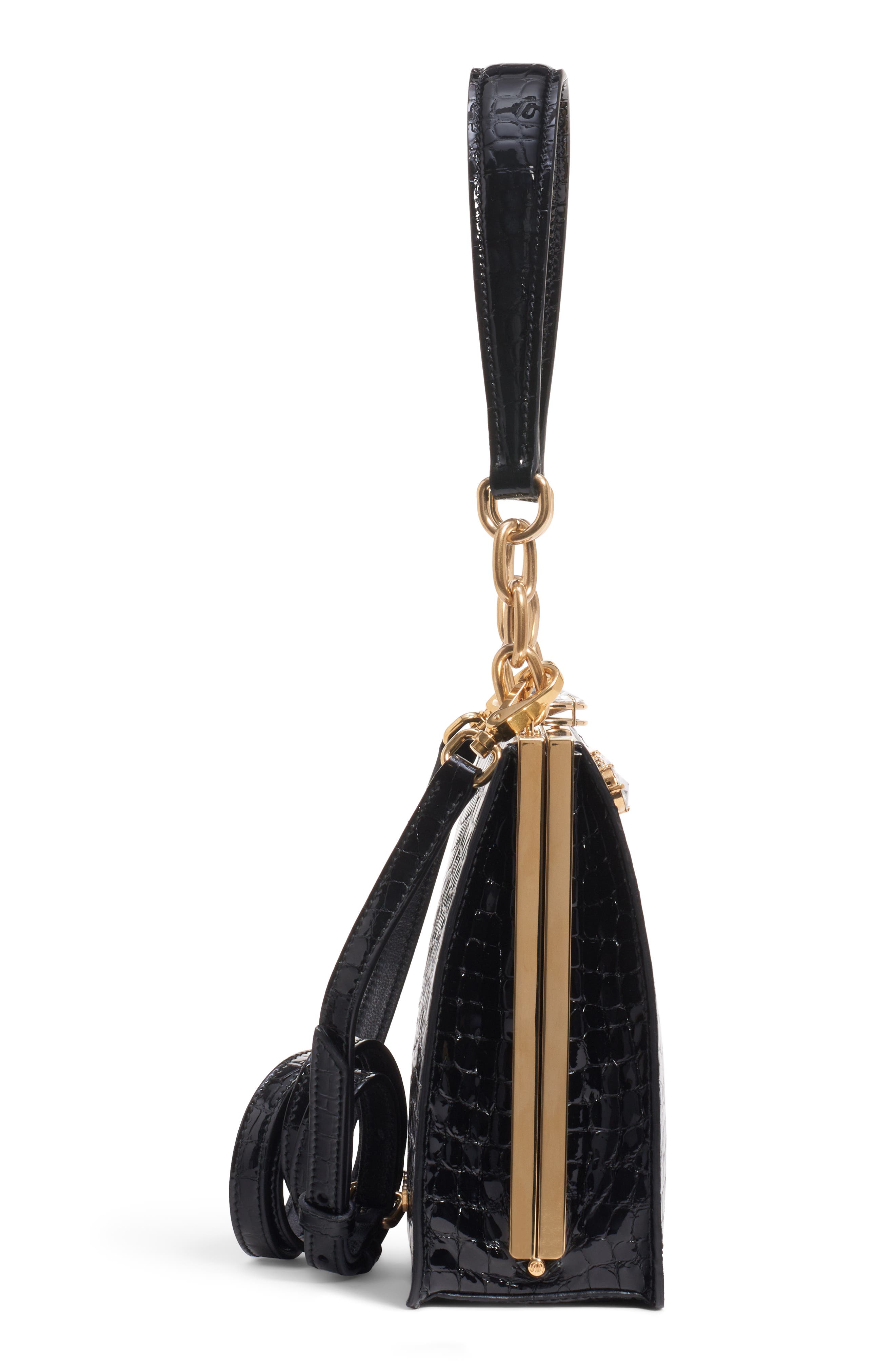 Miu Miu City Lady Croc Embossed Calfskin Leather Shoulder Bag, Alternate, color, 