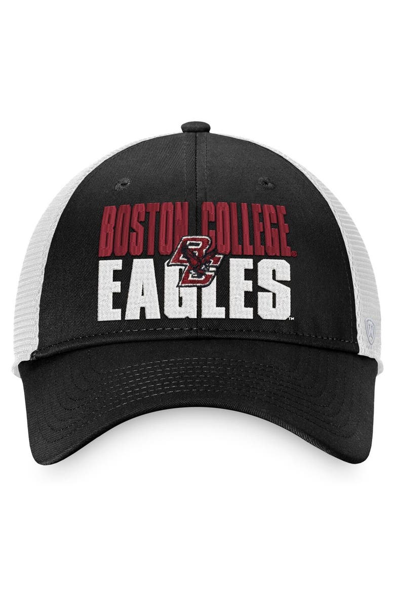 Men's Top of the World Black/White Boston College Eagles Stockpile Trucker Snapback Hat, Alternate, color, Black
