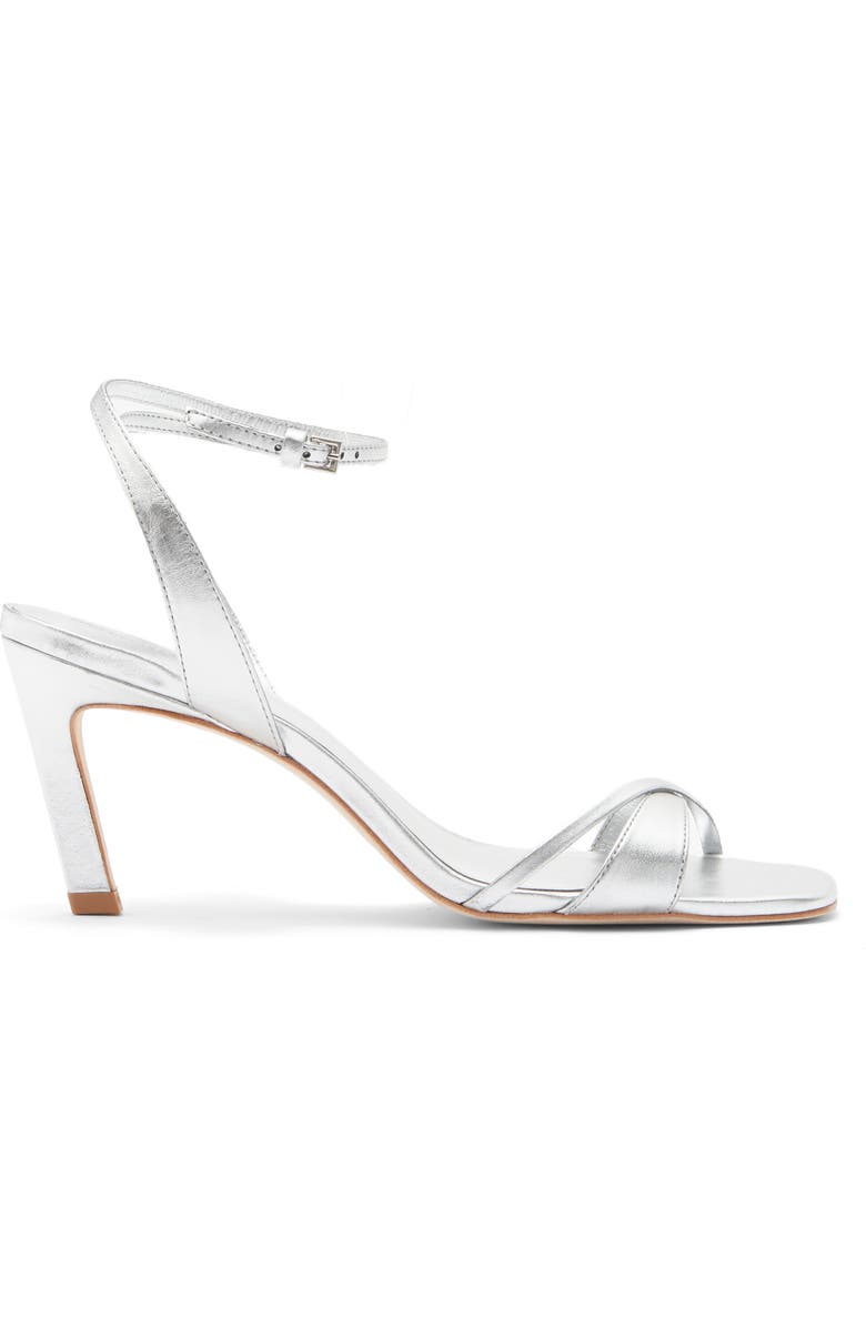 Reformation Gianna Ankle Strap Sandal, Alternate, color, Silver Leather