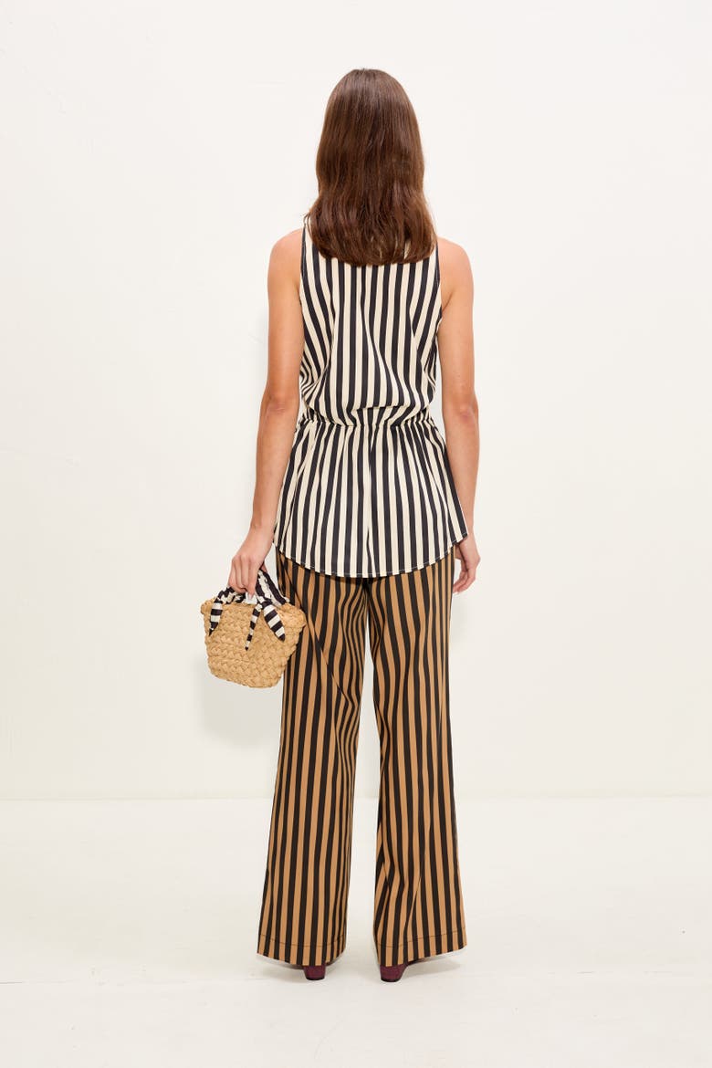 Inna Sleeveless Poplin Top, Alternate, color, Black/White Stripe