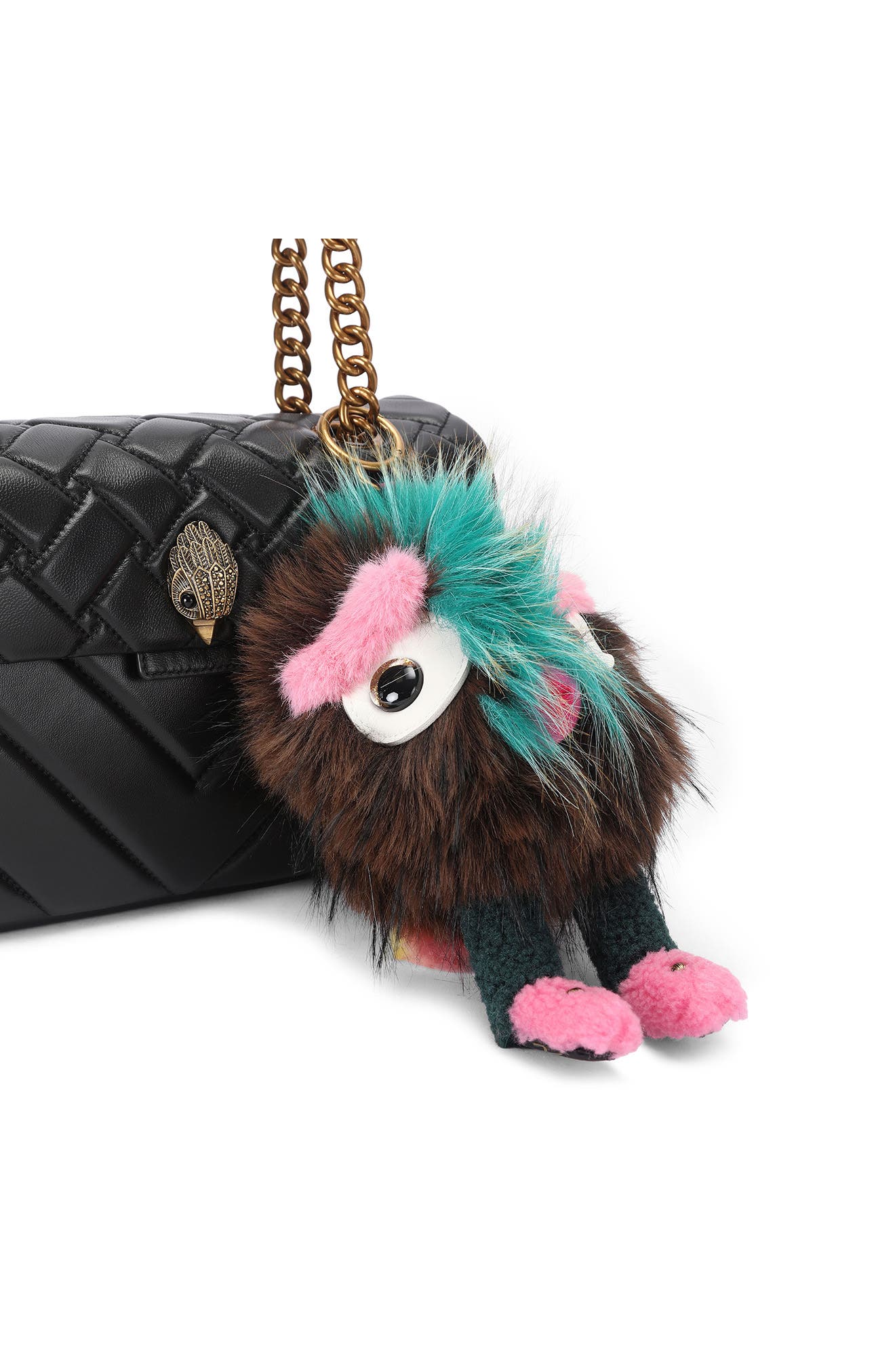 Mascot Faux Fur Pompom Bag Charm, Alternate, color, BROWN/ OTH