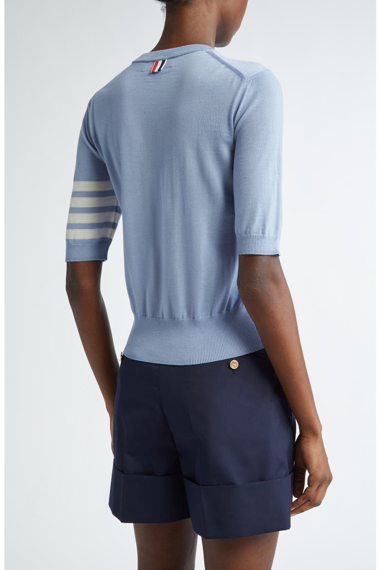 4-Bar Short Sleeve Wool & Cashmere Sweater, Alternate, color, LIGHT BLUE