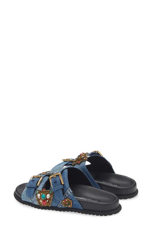Dolce & Gabbana Dolce&gabbana Embellished Slide Sandal In Blue