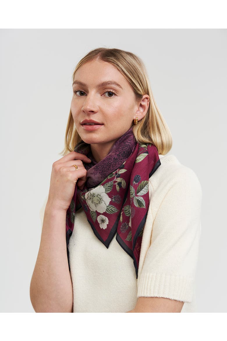 Orla Narrative Medium Square Scarf, Alternate, color, Burgundy