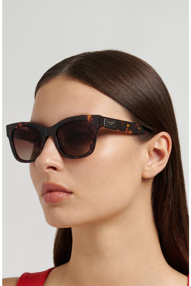 51mm gradient polarized square sunglasses, Alternate, color, HAVANA PATTERN BEIGE/ BROWN
