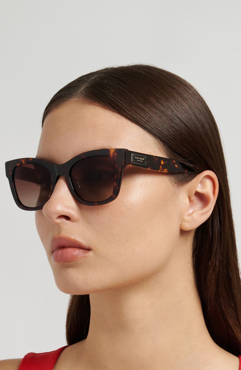Kate Spade New York 51mm gradient polarized square sunglasses, Alternate, color, Havana Pattern Beige/ Brown