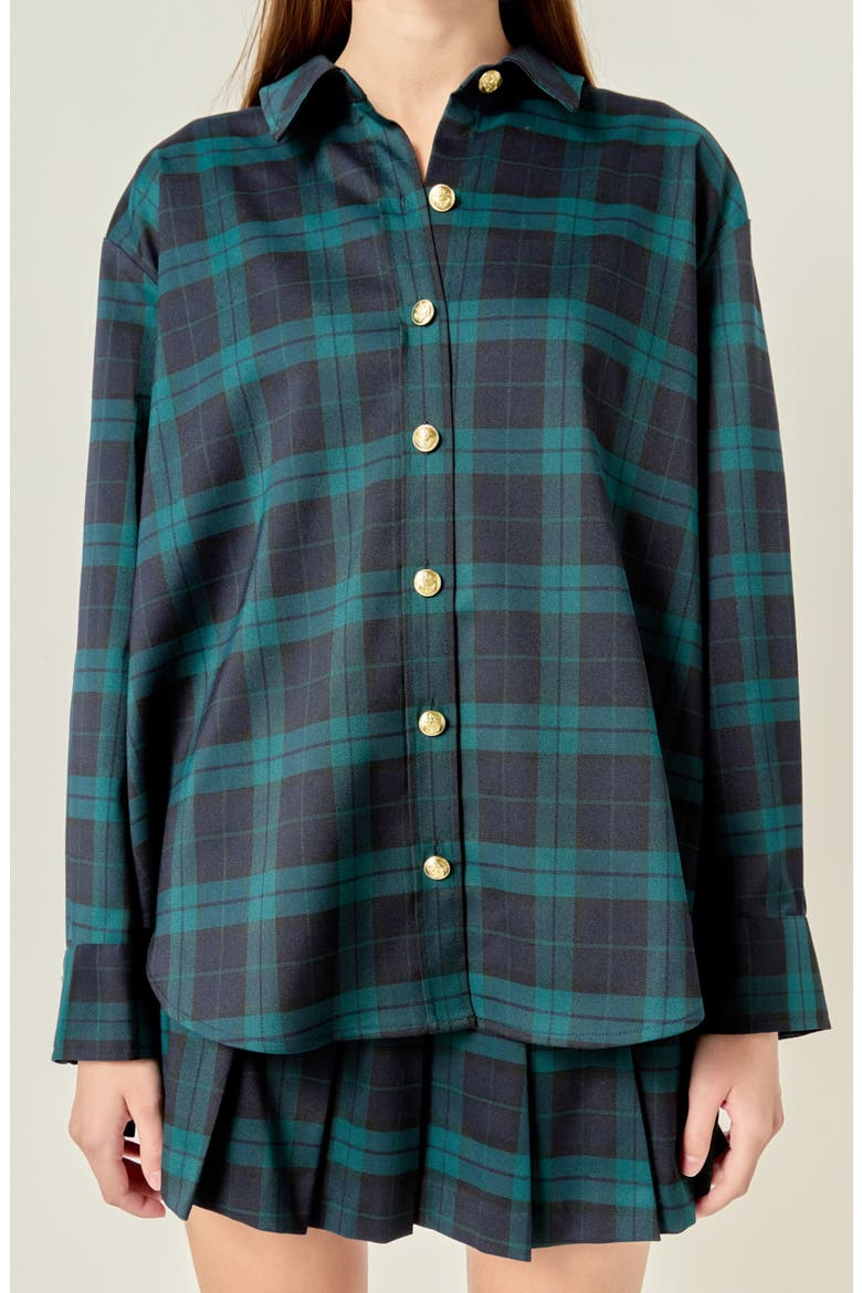 Oversize Plaid Shacket, Alternate, color, NAVY/GREEN
