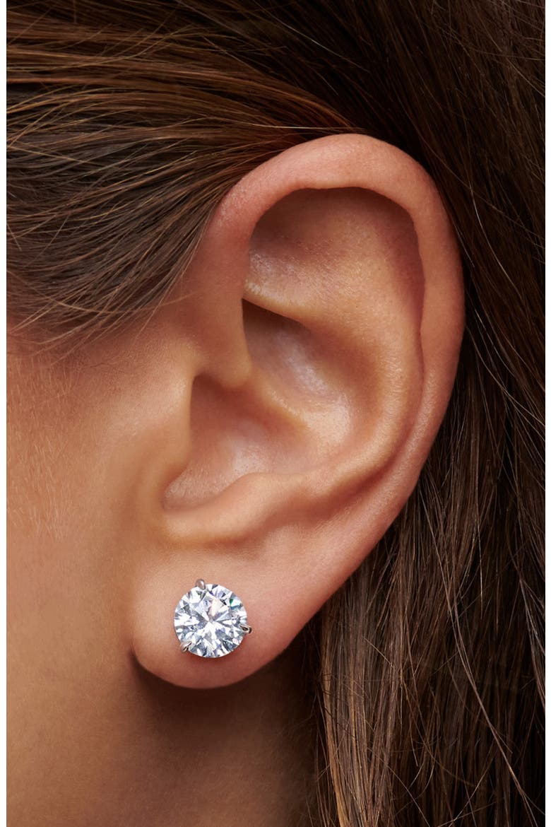 Round Brilliant Cut Diamond & Platinum Stud Earrings - 5.00ct., Alternate, color, WHITE