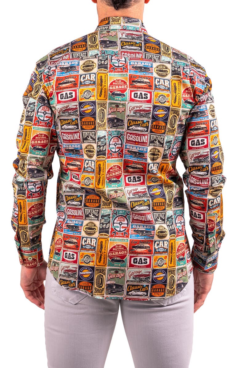 Maceoo Fibonacci Resistance Contemporary Fit Button-Up Shirt, Alternate, color, Red/ Yellow Multi