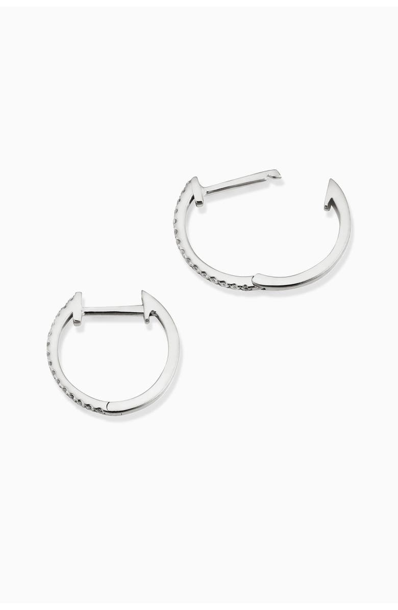 Oradina 14K Gold Shine Bright Small Diamond Hoops, Alternate, color, White Gold - Diamonds