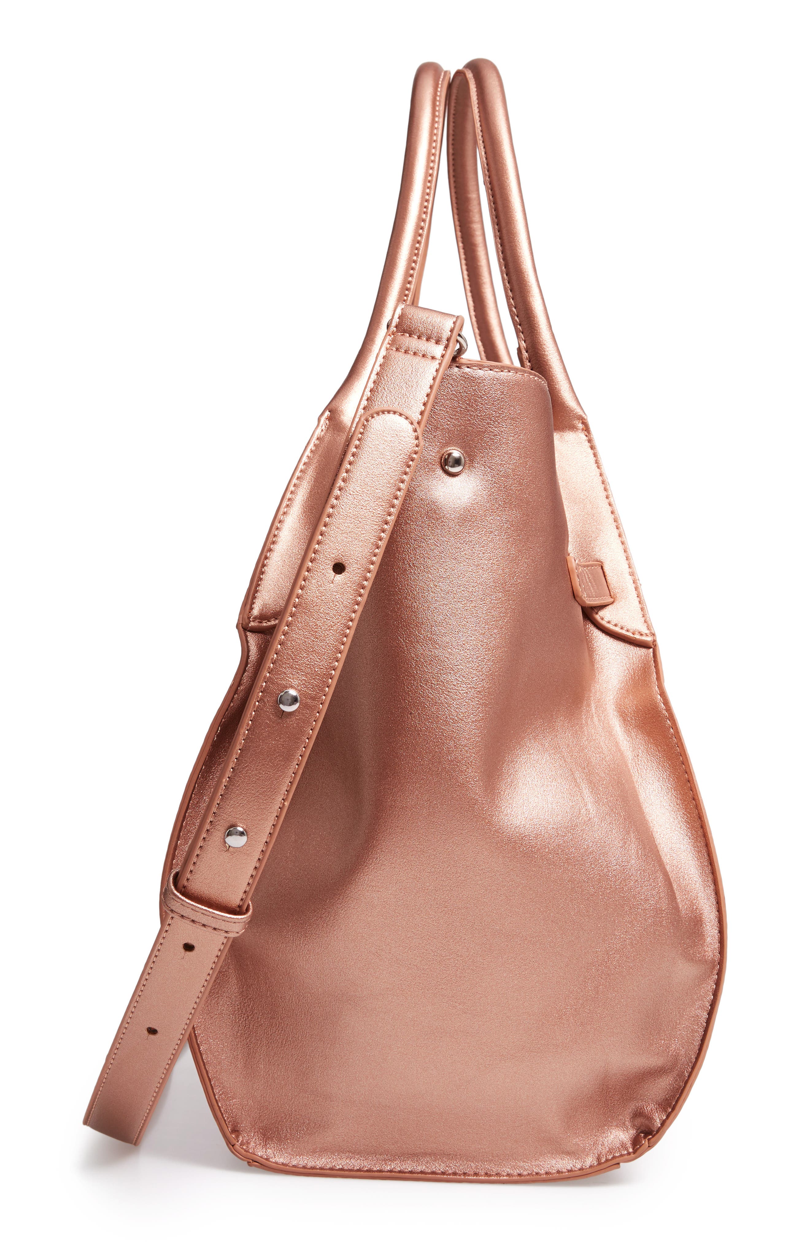 Large Faux Leather Carryall Tote, Alternate, color, ROSE GOLD
