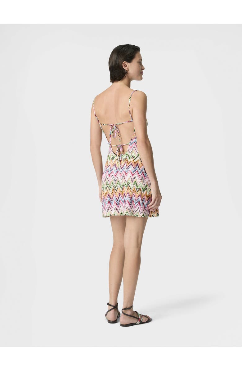 Missoni Mini Dress In Stretch Viscose With Lace And Zigzag Motif, Alternate, color, Multicoloured